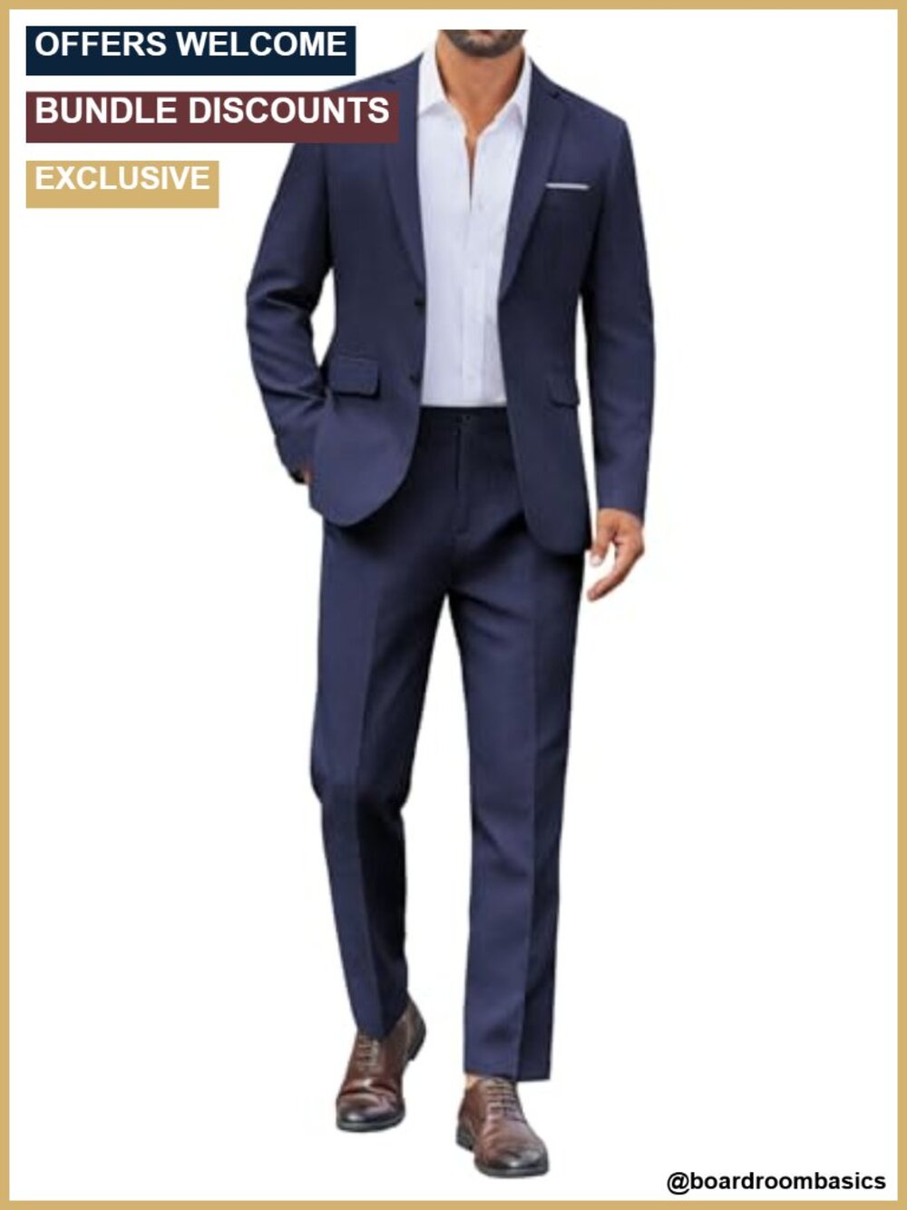 Mens Two Piece Suit Set Classic Fit Button Blazer and Dress Pants Polyester